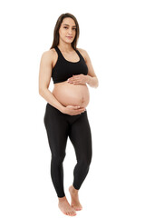 Sporty mother-to-be isolated on white