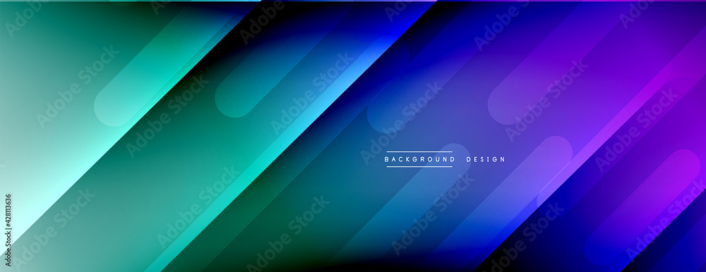 Wall mural dynamic lines abstract background. 3d shadow effects and fluid gradients. modern overlapping forms