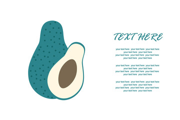 Delicious avacado with a slice in a cut on an isolated background for an inscription.