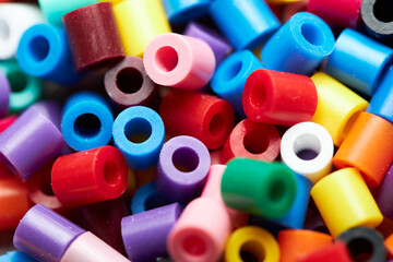Colorful background made of plastic beads