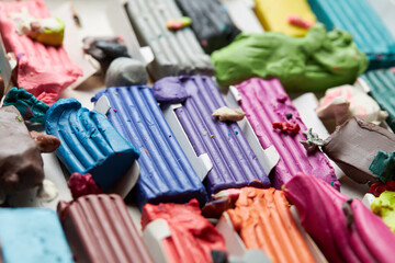 Зlasticine used by a kid colorful background abstract