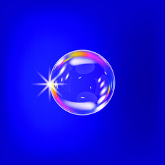 Volumetric image of a soap bubble. The sign is shiny and iridescent. Vector graphics for decoration.