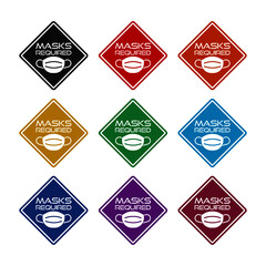 Obraz premium Mask wear sign Isolated On White Background color set