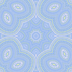 Persian traditional geometric vector seamless pattern. Textile patchwork design. Delicate majolica motif. Porcelain print design. Geometric shapes elements texture.