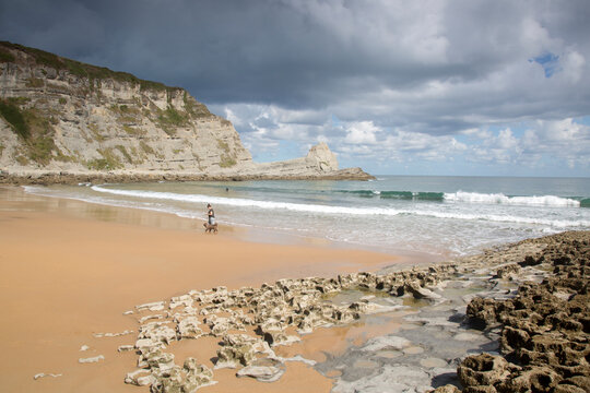 Walking Dog on Langre Beach; Santander