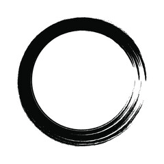 Vector Zen Circle Template, Enso, Round Shape Brush Stroke, Black and White Illustration, Black Circle.

