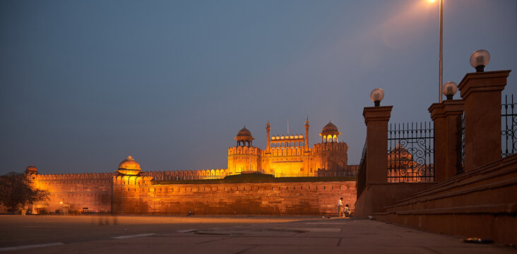 The Red Fort in New Delhi/ India at night. Ground level shot. This building makes you dream. 
