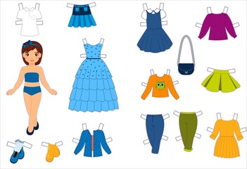 Paper doll with clothes set for kids craft	