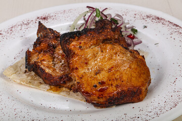 Grilled pork lion shashlik barbeque