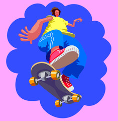 vector image of a skateboarder in foreshortening, cartoon style © Rezz