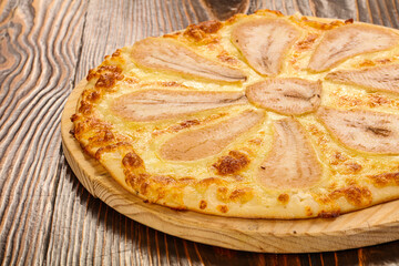 Italian traditional Pizza with pear