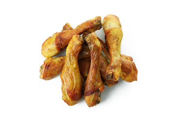 Roast chicken drumsticks isolated on white background