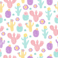 vector seamless pattern with cacti