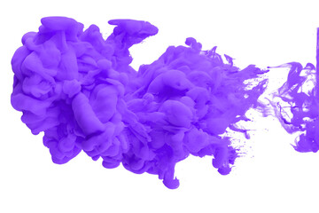acrylic ink in water form an abstract smoke pattern isolated on white background