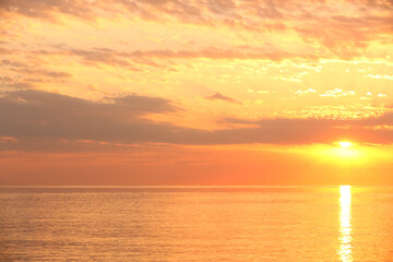 Fototapeta na wymiar Picturesque view of beautiful seascape on sunrise