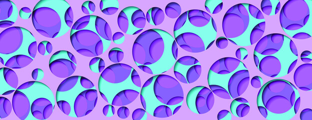 Abstract background with round holes. Multilayer surfaces texture.