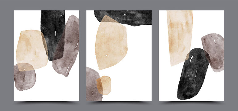 Scandinavian watercolor abstract wall art poster.