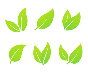 Set of green leaves icons