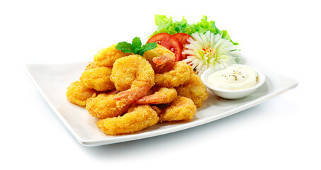 Deep Fried Shrimps served mayonnaised dipping Sauce Japanese food style