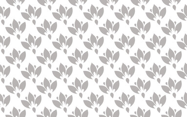 Fototapeta premium Flower geometric pattern. Seamless vector background. White and gray ornament.