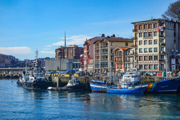 Fototapeta premium San Sebastian, Spain - March 1, 2021: The scenic Basque fishing village of Pasaia, near San Sebastian