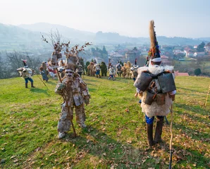 Tuinposter "La Vijanera" Carnival in Silio. Molledo Municipality,  Cantabria, Spain, Europe © JUAN CARLOS MUNOZ