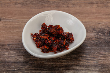 Fried chili pepper sauce with oil
