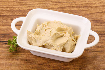 Vegan food - hummus with olive oil