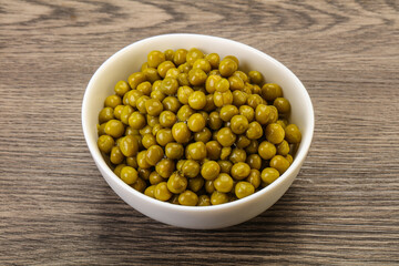Marinated green pea in the bowl