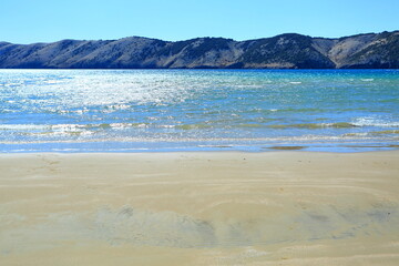 Beautiful sandy beach Livacina on Island Rab, Adriatic sea, Croatia
