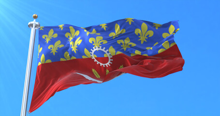 Flag of department of Seine-Saint-Denis in Île-de-France, France. 3d rendering