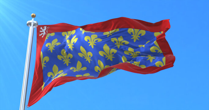 Flag of department of Sarthe in Pays de la Loire, France. 3d rendering