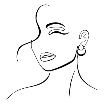 recommend clip art: Fashion lineart portrait of young beautiful woman