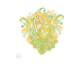 Fototapeta na wymiar Paisley vector isolated pattern. Vintage floral illustration in batik style