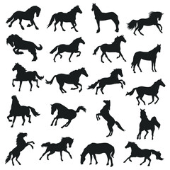 Horse Illustration Clip Art Design Collection Silhouettes Animal Vector Clipart.