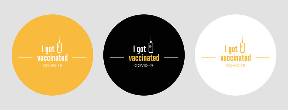 I Got Vaccinated Stamps. Covid-19 Vaccine. Flat Vector Logo.