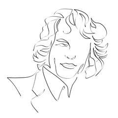 Abstract male face drawing with lines, quick sketch, vector fashion illustration, man beauty minimalist, vector illustration for t-shirt, print design, covers, web