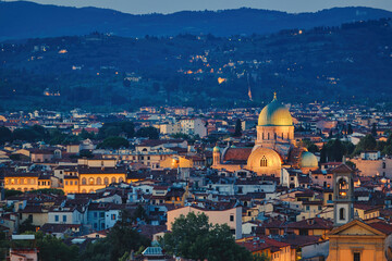 Fototapeta na wymiar Florence, Tuscany - Night scenery with city lights, Renaissance architecture in Italy
