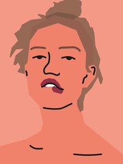 Portrait of a woman. Vector flat illustration.