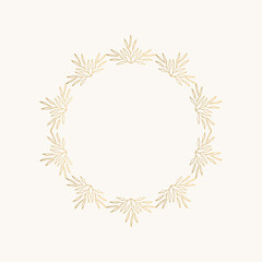 Golden vintage frame for wedding design. Vector hand drawn style.