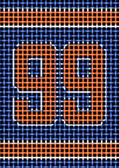 Texturized sport Jersey panel Number 99 Blue and Orange