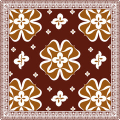 Fototapeta premium Elegant abstract scarf pattern design with ethnic and floral ornament. Hijab motif design