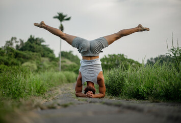Man practice Yoga practice and meditation outdoor
