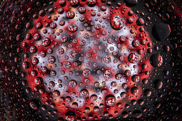 Corona virus attack concept. USA or america put mask to fight against Corona virus. Concept of fight against virus. Coronavirus cells in waterdrops.