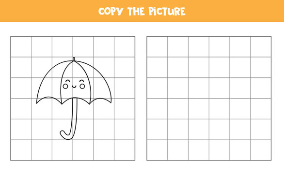 Copy the picture of cute umbrella. Logical game for kids.
