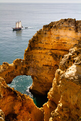 Traditional sail boat along the Algarve Coast
