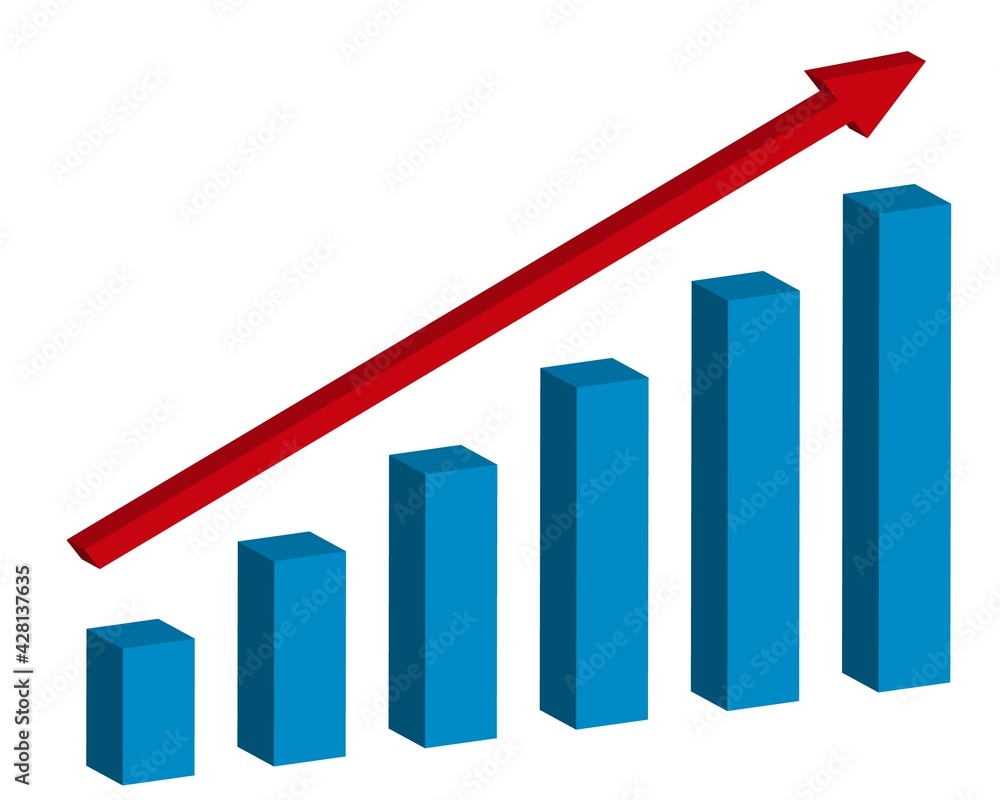 Poster graph with increase report. diagram with rise and gain progress. vector