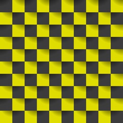Abstract mosaic background with black and yellow squares and seamless pattern. Vector