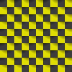 Abstract mosaic background with black and yellow squares and seamless pattern. Vector