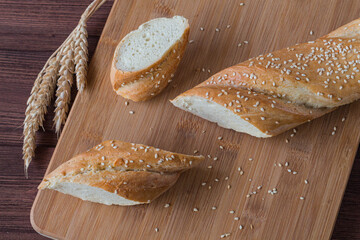 breakfast chopped fresh white baguette healthy food